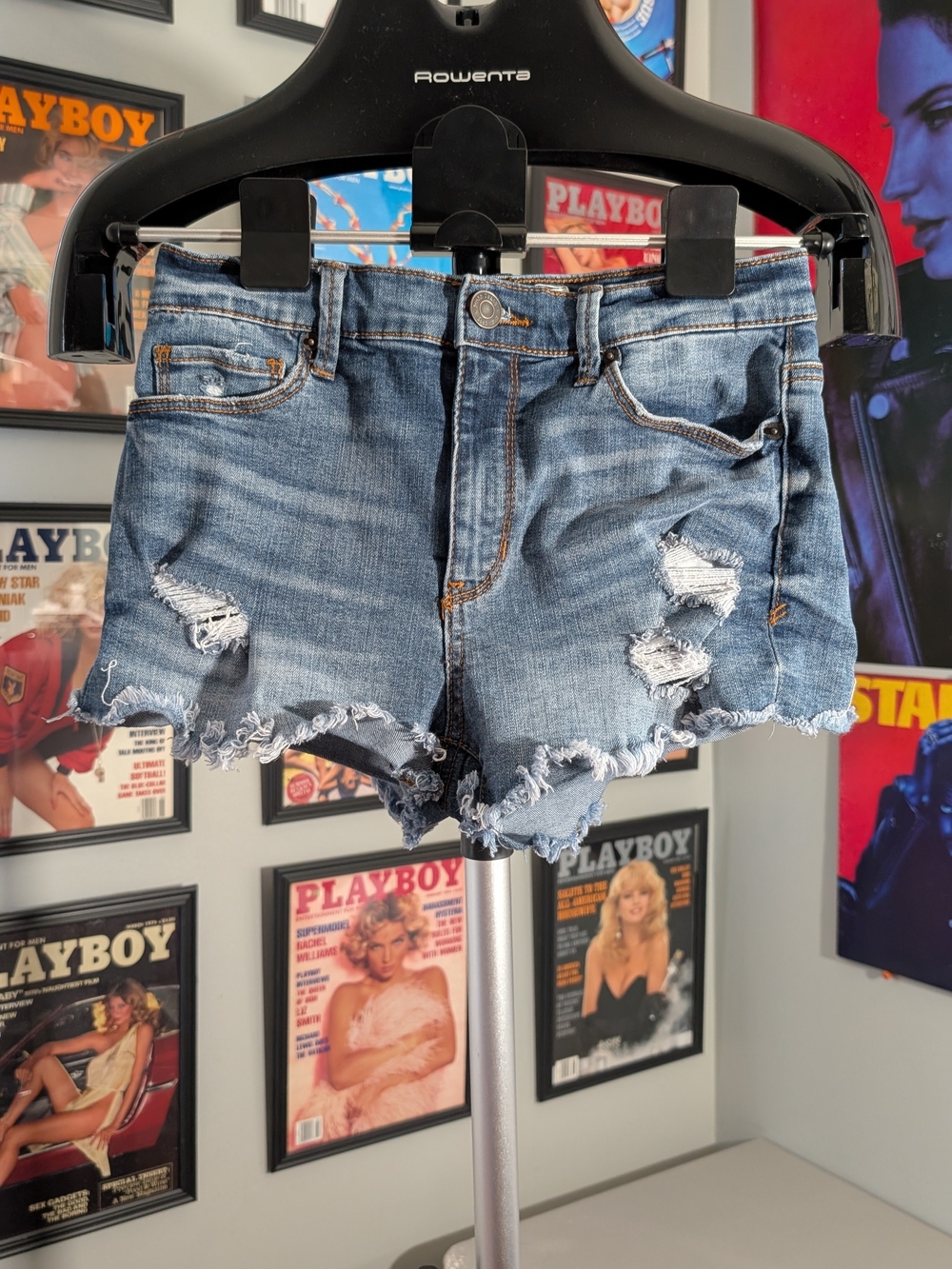 Mudd Distressed Women's Denim Shorts - Blue